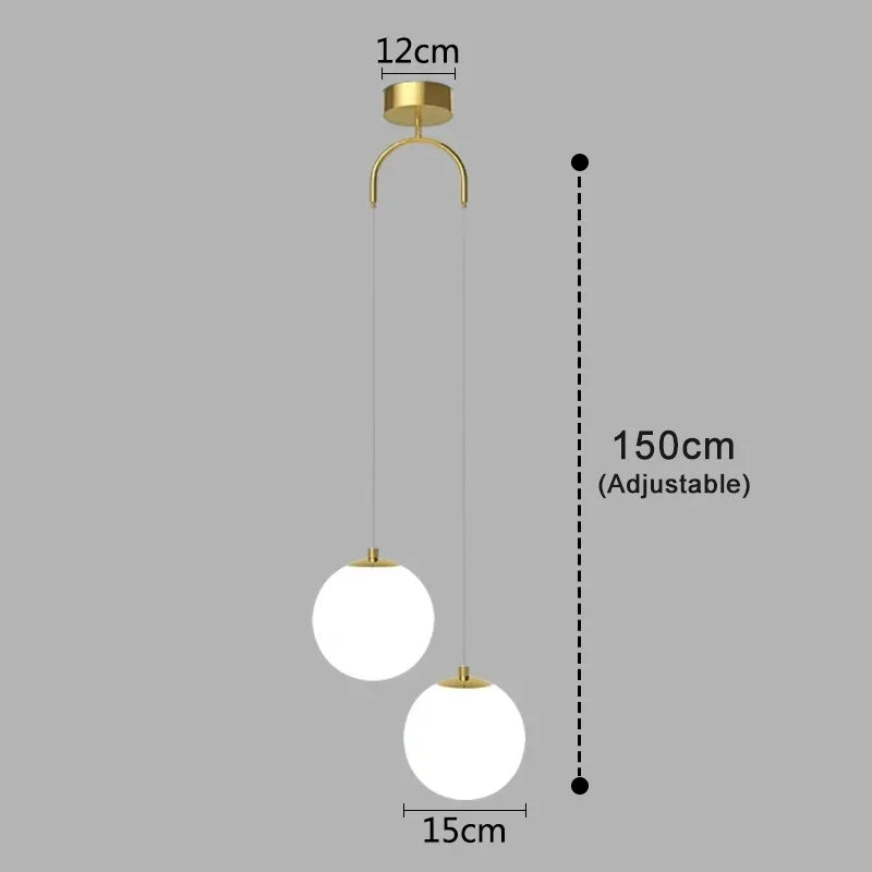 Modern Glass LED Pendant Light – Nordic Style Hanging Lamp for Living Room, Bedroom, Restaurant, and Bar, 220V AC, Indoor Lighting Fixture