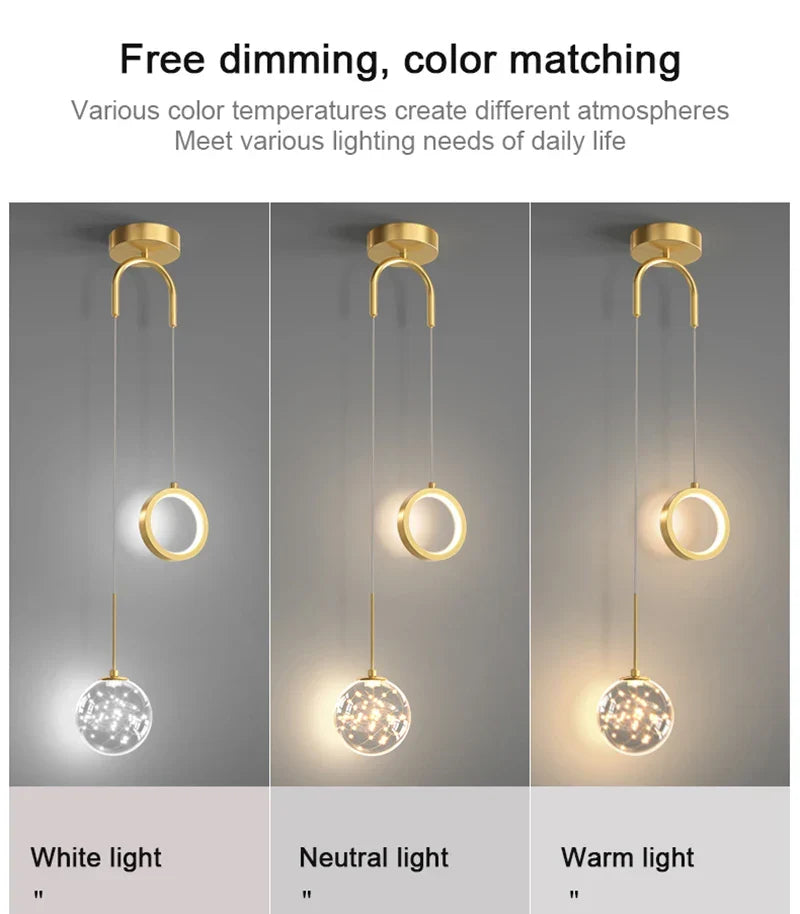 Modern LED Pendant Light – 2-Way Indoor Hanging Lamp for Living Room, Bedroom, Dining Table with Adjustable 3 Light Colors