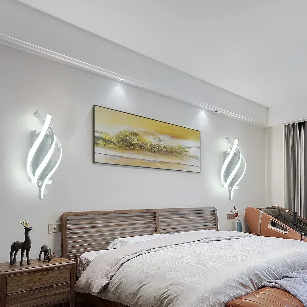 Modern LED Wall Light – Curved Spiral Design Sconce for Living Room, Bedroom, Aisle, and Home Decor