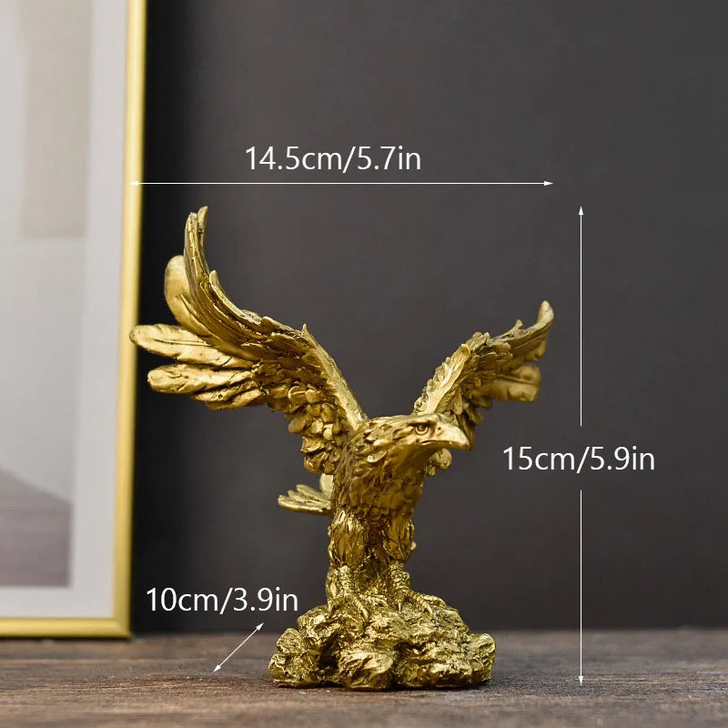Resin Golden Eagle Statue Art Animal Model Collection Ornament Home Office Desk Feng Shui Decor Figures simple