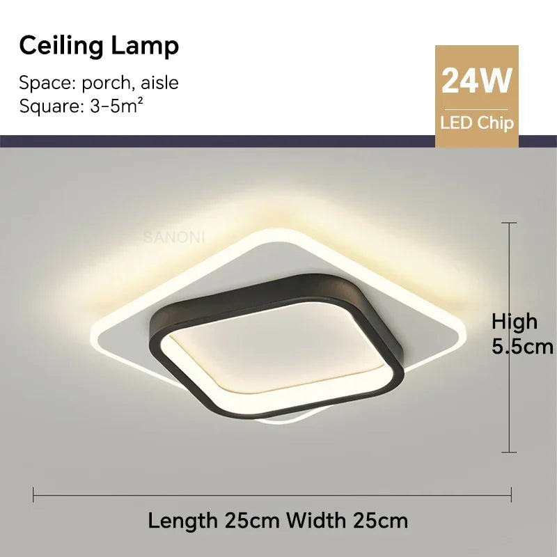 Modern LED Ceiling Lamp - Square Ceiling Light Fixture for Living Room, Stair, Aisle, and More