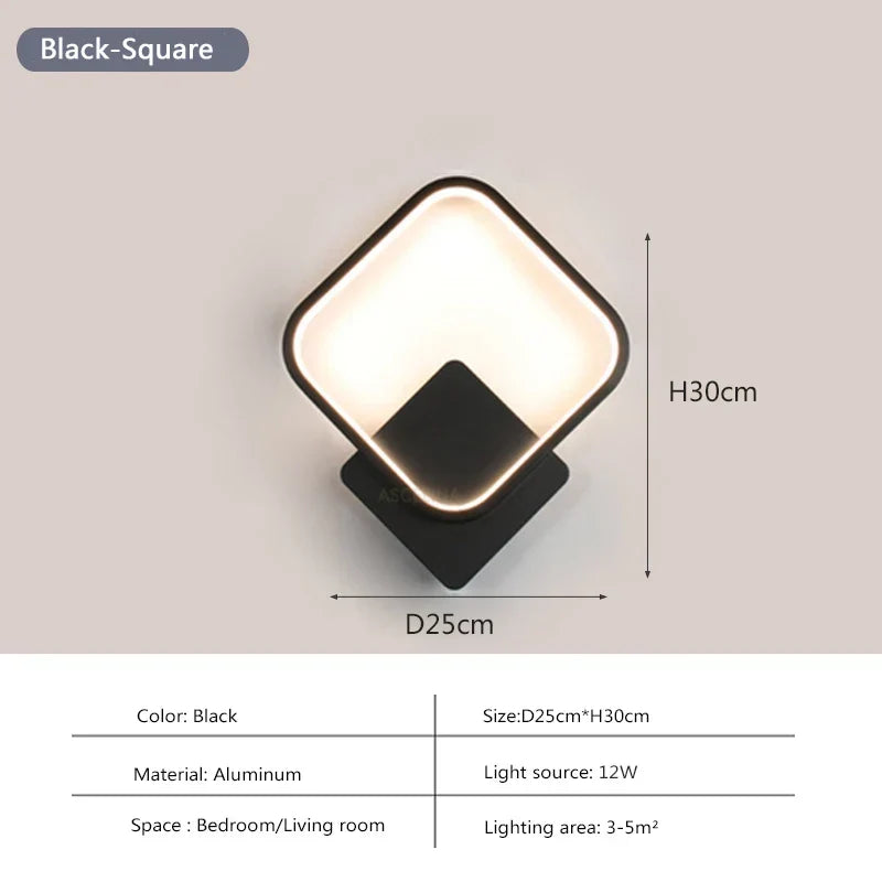 Modern LED Wall Lamp – Round Wall Light Fixture for Bedroom, Living Room, Hallway, and Study