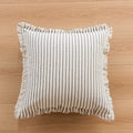 Elegant Pillowcase with Jacquard Pattern and Fringes - Cotton-Linen Blend
