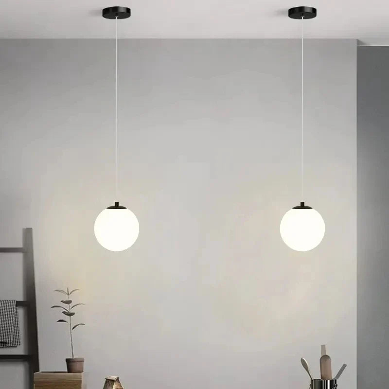 Modern Glass LED Pendant Light – Nordic Style Hanging Lamp for Living Room, Bedroom, Restaurant, and Bar, 220V AC, Indoor Lighting Fixture