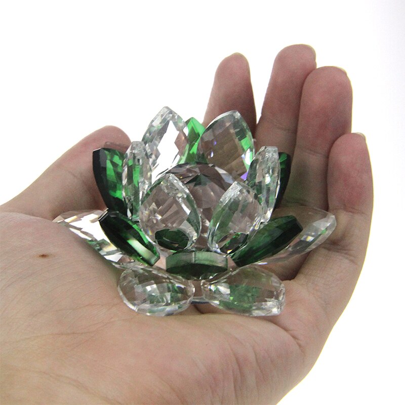 Crystal Lotus Flower Craft Glass Paperweight Home Decoration Ornaments Figures Home Wedding Party Decor Gifts Souvenir