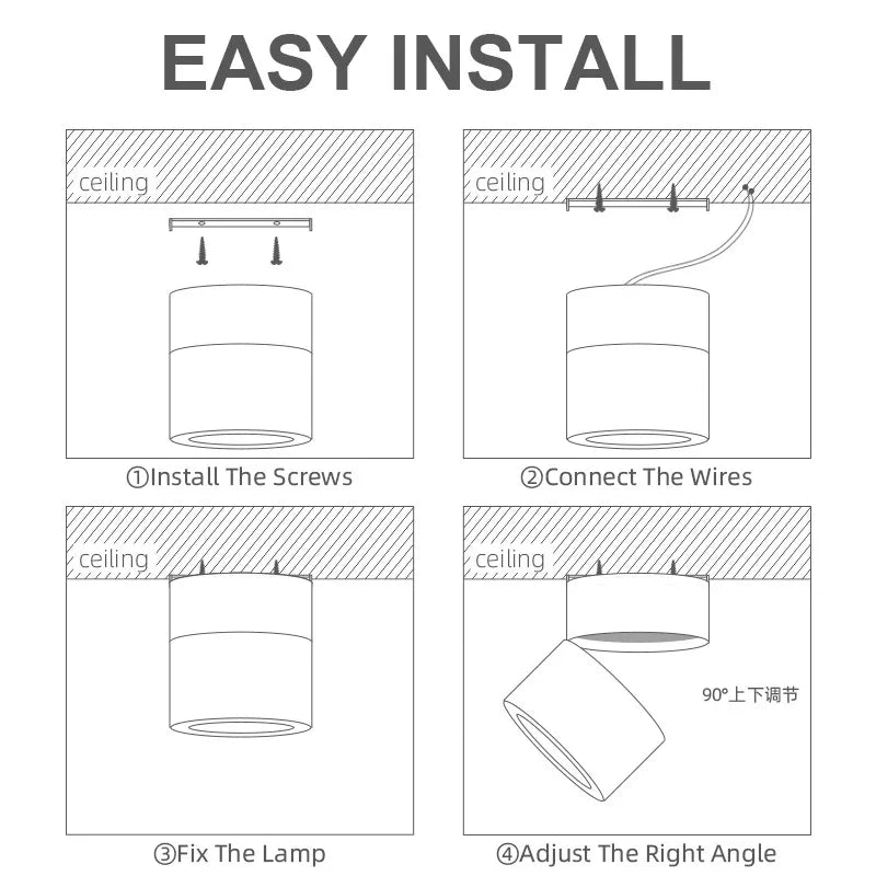 Modern LED Wall Lamp – Round Surface Mounted Downlight with Neutral, Cool, & Warm Light Options for Kitchen, Bedroom, Dining Room, and More