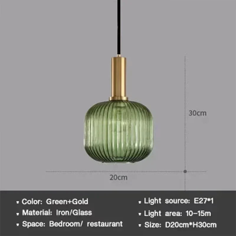 Modern Nordic Glass Pendant Light – Single Head LED Hanging Lamp for Dining Room, Bedroom, Cafe, and Study – White, Green, Cognac & More