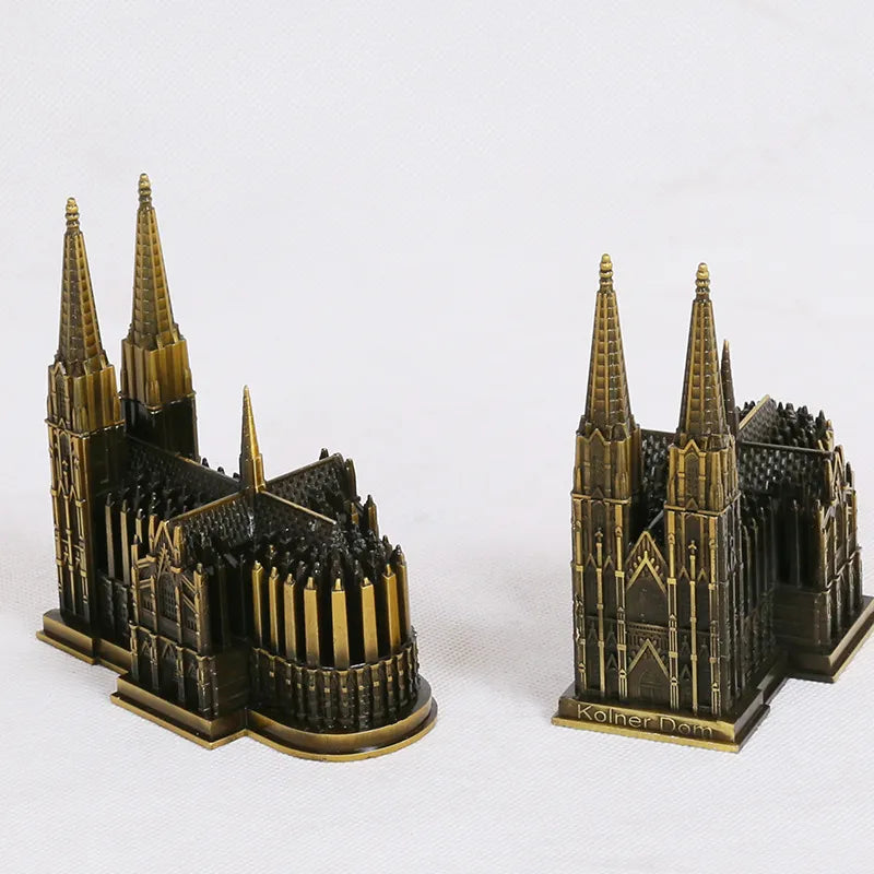 Cologne Cathedral Model Metal Antique Bronze Germany Cologne Cathedral Building Figurine World Famous Landmark Architecture Decoration