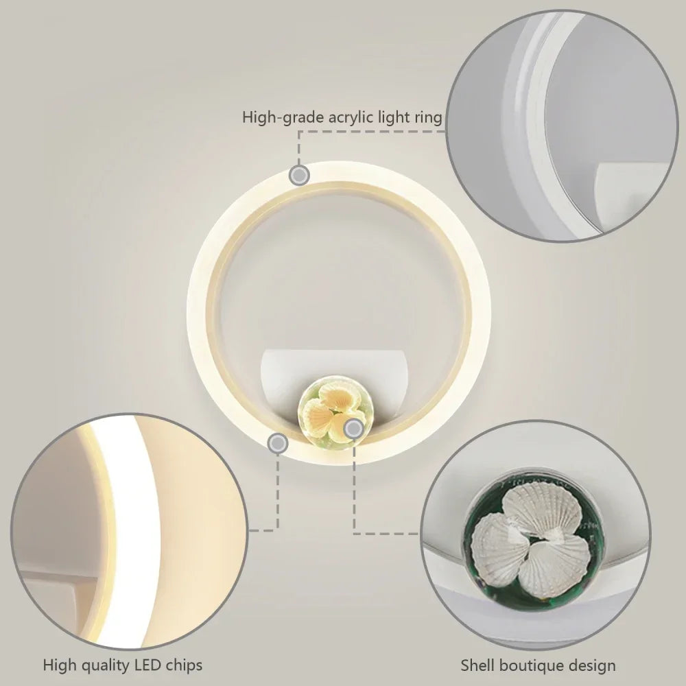 Modern LED Wall Lamp – Adjustable 3-Color Light Fixture for Bedroom, Living Room, Balcony, and Indoor Home Decor