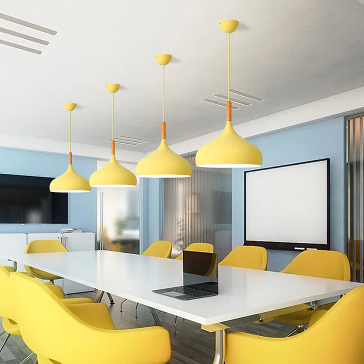 Modern Macaron Pendant Lamp – Colorful LED Chandelier for Bedroom, Restaurant, Office & Living Room – Adjustable Aluminum Hanging Light