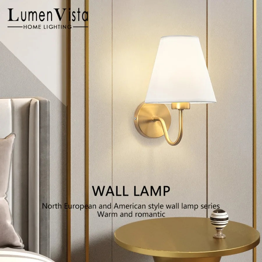 Modern LED Fabric Wall Lamp – E27 Retro Wall Lighting for Bedroom, Living Room, Hotel, and Dining Room