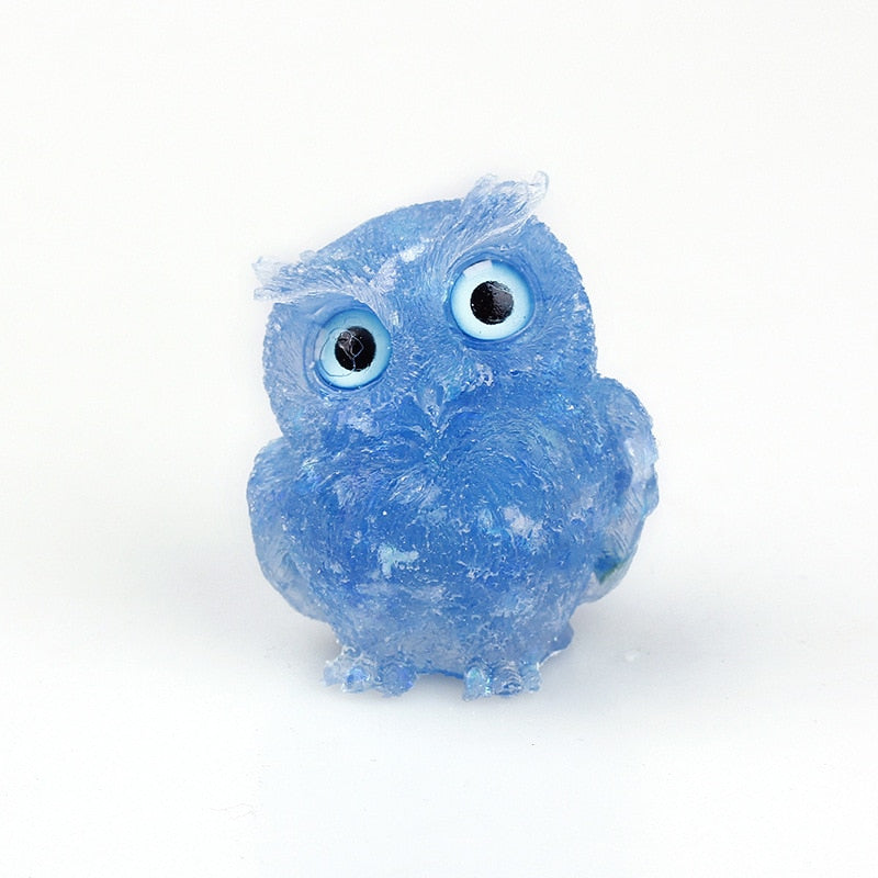 Natural Crystal Owl Figurine: Handmade Collector's Item