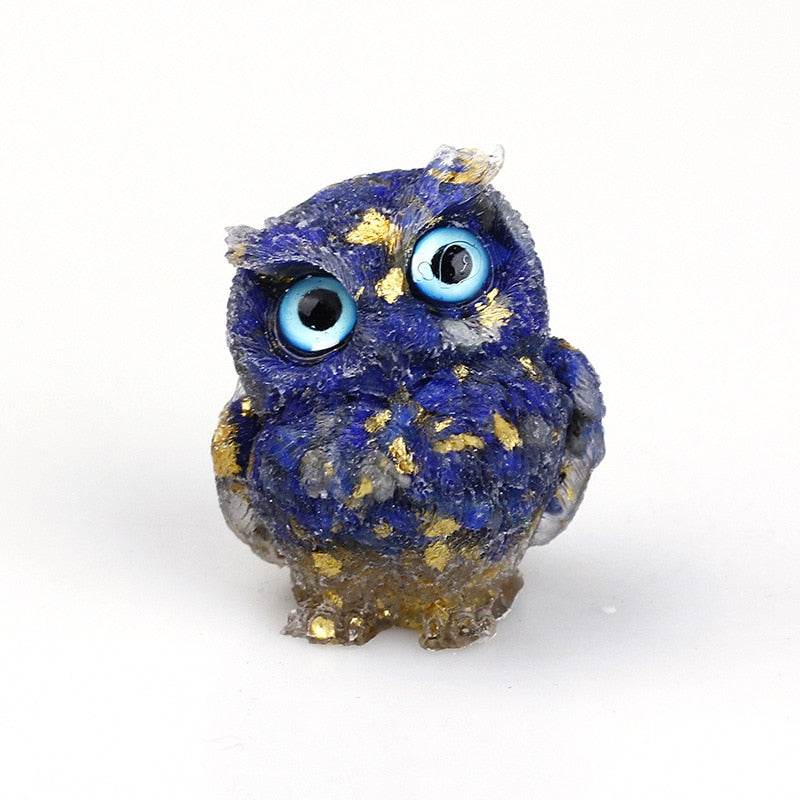 Natural Crystal Owl Figurine: Handmade Collector's Item