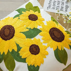 Cotton Embroidered Decorative Pillow 45x45 cm with Sunflower Pattern