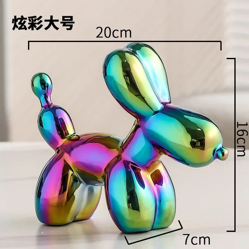 Nordic Ceramic Balloon Dog Sculpture Gold Animal Decorations Statue Living Room Ornaments Creative Desktop Ornament Home Decor