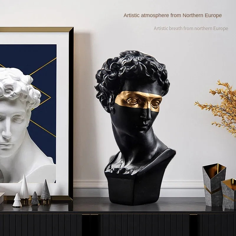 Statues for decoration, 15 cm, David, coffee table, home decoration, ornaments, bust of a room made of plaster, white resin, decorative art sculpture