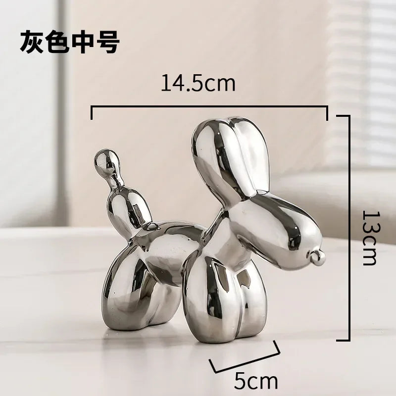 Nordic Ceramic Balloon Dog Sculpture Gold Animal Decorations Statue Living Room Ornaments Creative Desktop Ornament Home Decor