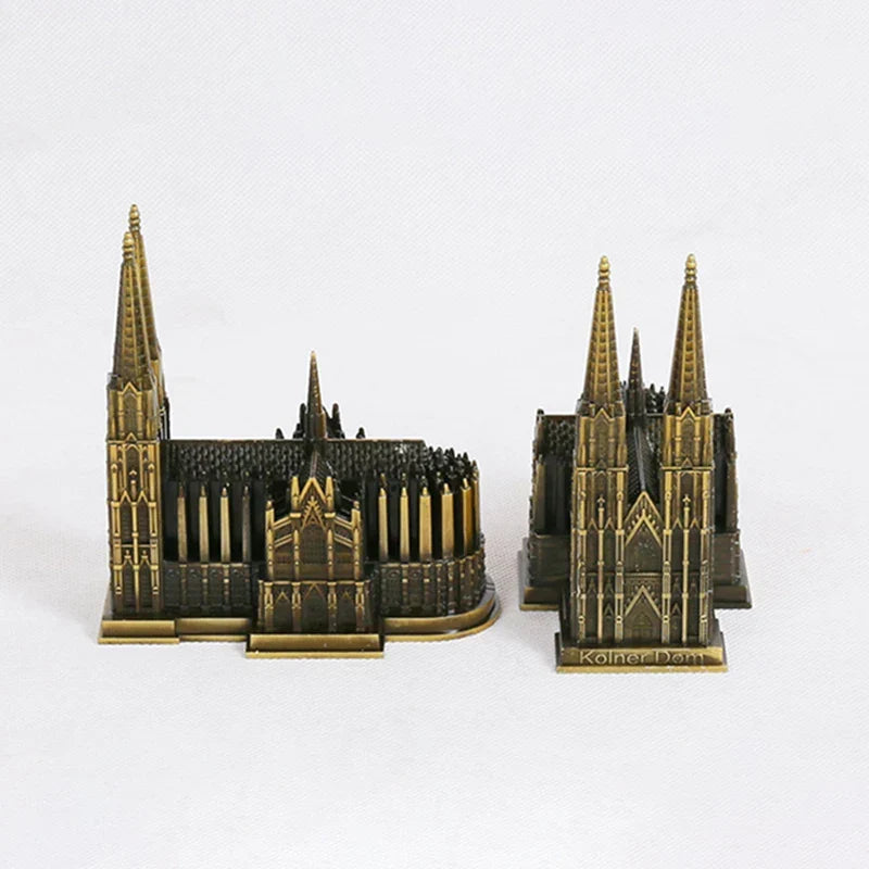 Cologne Cathedral Model Metal Antique Bronze Germany Cologne Cathedral Building Figurine World Famous Landmark Architecture Decoration