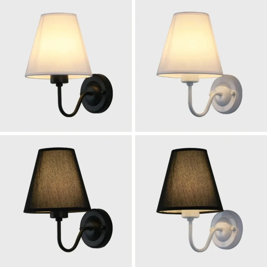 Modern LED Fabric Wall Lamp – E27 Retro Wall Lighting for Bedroom, Living Room, Hotel, and Dining Room