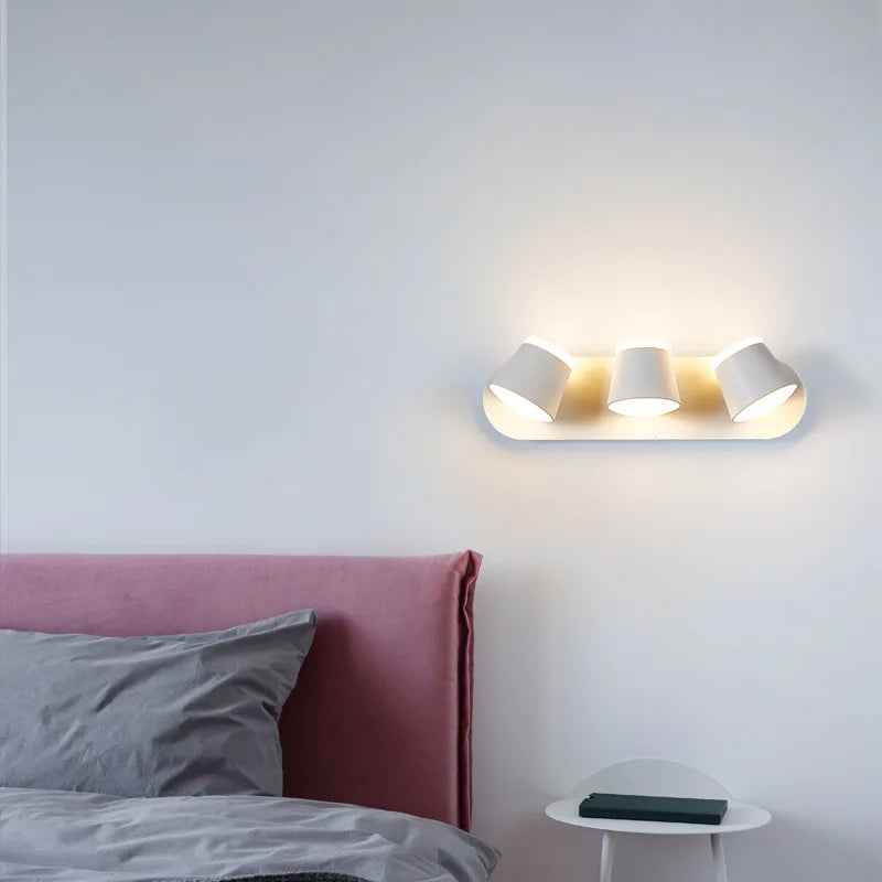 Modern LED Wall Sconce – 330° Swivel, 3000K & 6500K Adjustable White Light, Aluminum Alloy Wall Mount Light for Bedroom, Kitchen, and Living Room