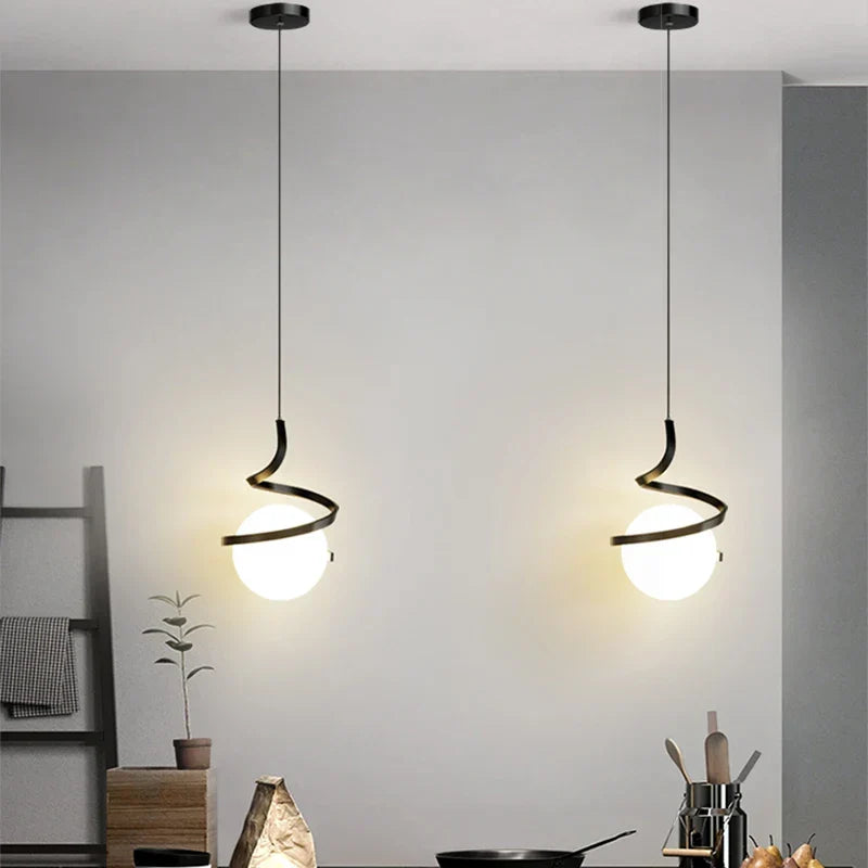 Nordic Glass LED Pendant Light – 3-Color Temperature, 1-Way Hanging Lamp for Dining, Bedroom, and Living Room Decor (5-10 sq m Coverage)
