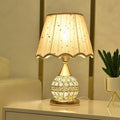 Luxury European Style LED Table Lamp with Fabric Lampshade & Crystal Base – Warm Romantic Bedroom Bedside Light