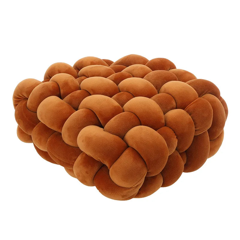 Living Room Soft Plush Knot Pillow Sofa Pillow Solid Color Square Handwoven Home Throw Pillow Square Woven Seat Cushion Pillow