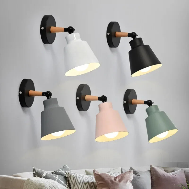 Nordic LED Wall Lamp – Minimalist Solid Wood Design for Bedroom, Living Room, and Corridor – Modern Decorative Lighting with E27 Base