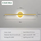 Vinantica | LED Wall Light LineaLux | Black & Gold | 40/60/80 cm | Warm, Cold & Three-Color Light | Modern Mirror & Wall Lighting