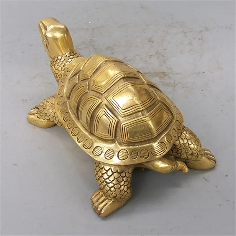 Brass Feng Shui Turtle Statue Lucky Animal Sculpture for Longevity Home Office Decoration Figurine Gift Study Ornament