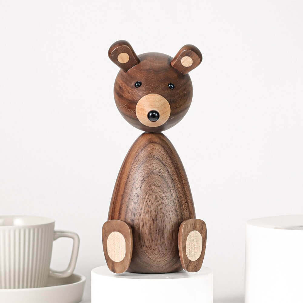 Danish Wood Brown Bear Family Ornaments