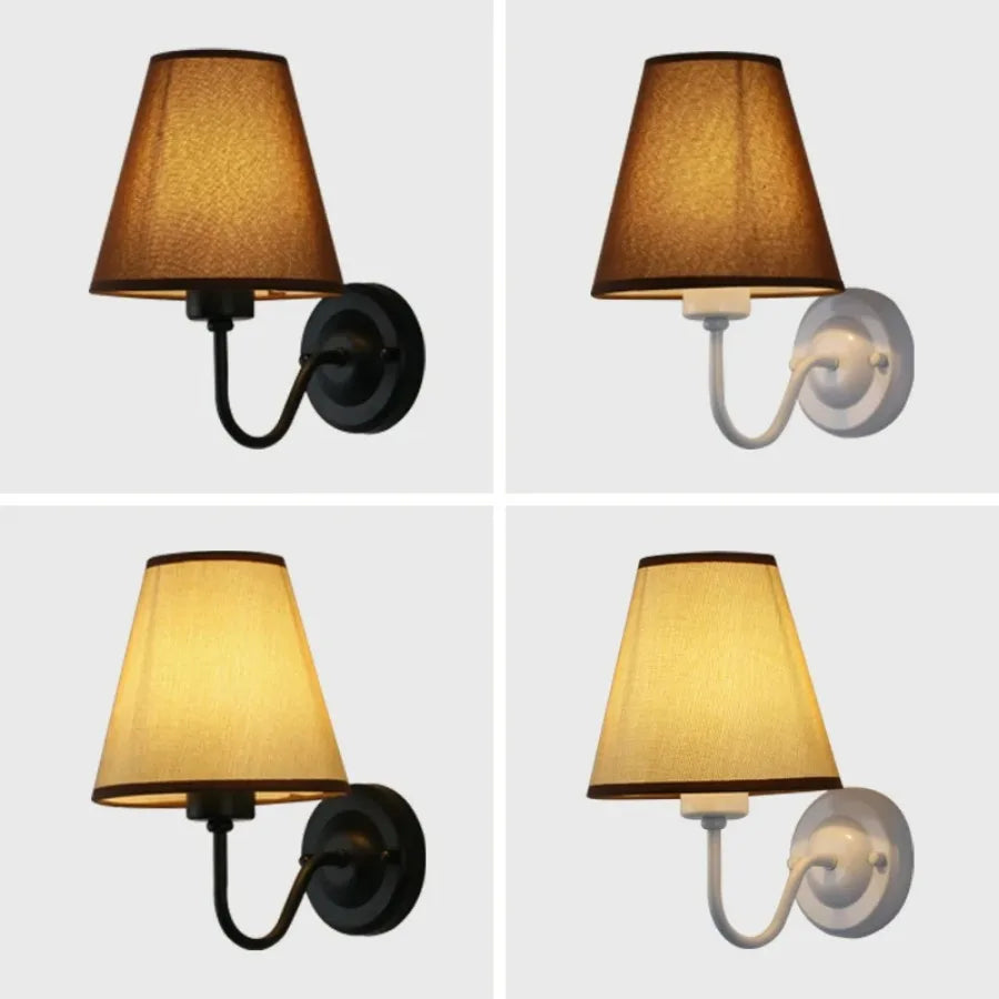 Modern LED Fabric Wall Lamp – E27 Retro Wall Lighting for Bedroom, Living Room, Hotel, and Dining Room