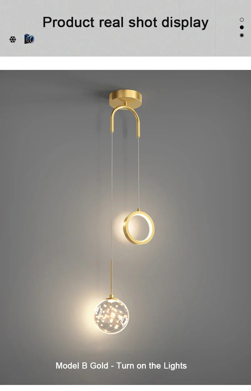 Modern LED Pendant Light – 2-Way Indoor Hanging Lamp for Living Room, Bedroom, Dining Table with Adjustable 3 Light Colors