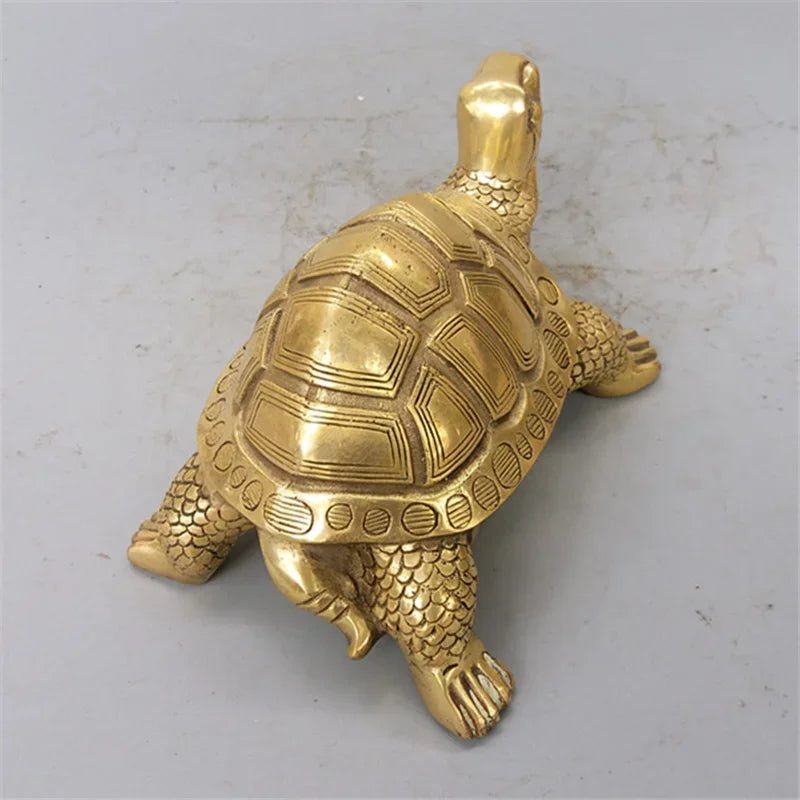 Brass Feng Shui Turtle Statue Lucky Animal Sculpture for Longevity Home Office Decoration Figurine Gift Study Ornament