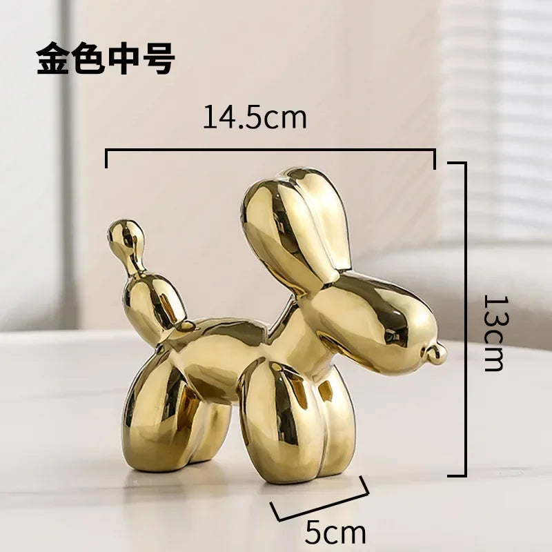 Nordic Ceramic Balloon Dog Sculpture Gold Animal Decorations Statue Living Room Ornaments Creative Desktop Ornament Home Decor