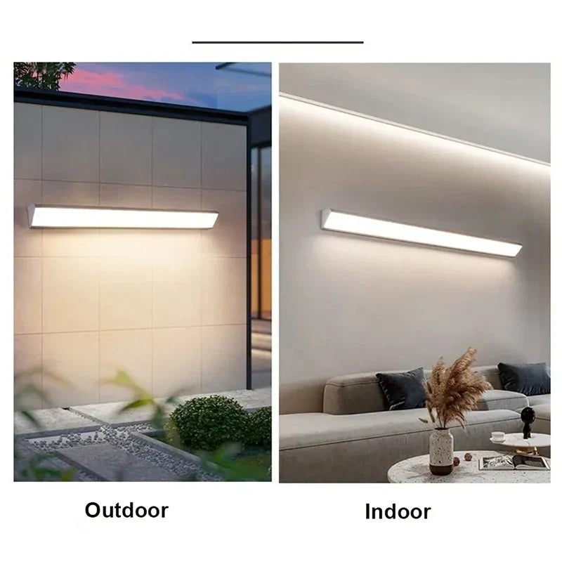 Long Strip LED Outdoor Wall Lamps - Waterproof Aluminum Lights for Porch, Garden, Corridor