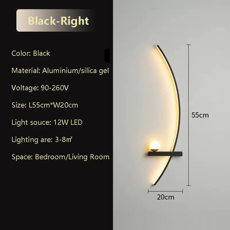 Modern LED Wall Lamp Black Gold - Sleek Long Strip Design for Versatile Illumination