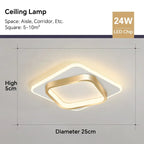 Modern LED Ceiling Lamp - Square Ceiling Light Fixture for Living Room, Stair, Aisle, and More