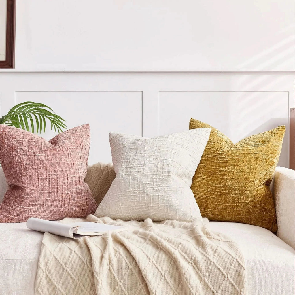 Chenille Throw Pillow Cover Bamboo Texture Solid Color