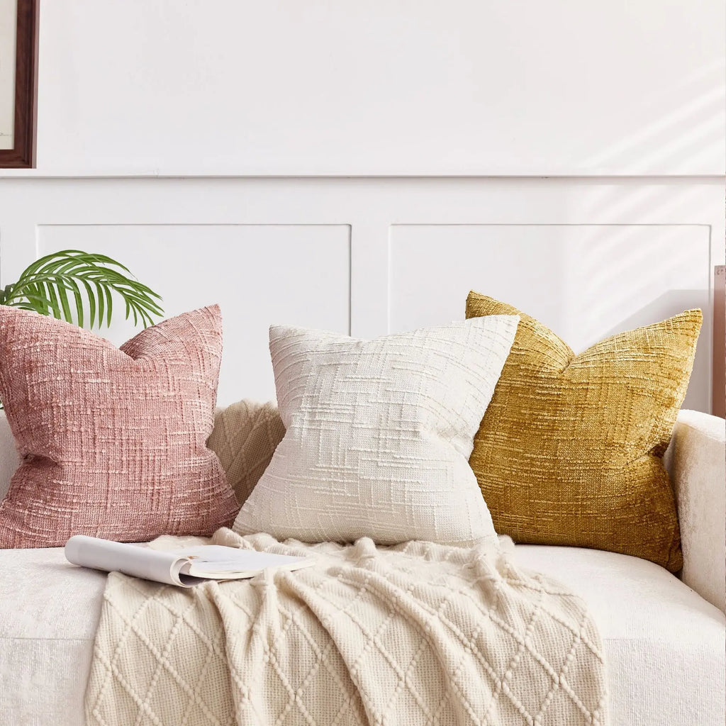 Chenille Cushion with Bamboo Texture in Solid Color for Sofa and Bedroom