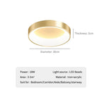 Modern LED Ceiling Light – Dimmable Gold Surface-Mounted Lamp for Master Bedroom, Study, Balcony, and Corridor