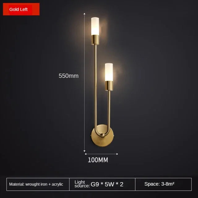 Modern Gold LED Wall Light – Nordic Sconce for Living Room, Bedroom, Kitchen, and Hallway Décor