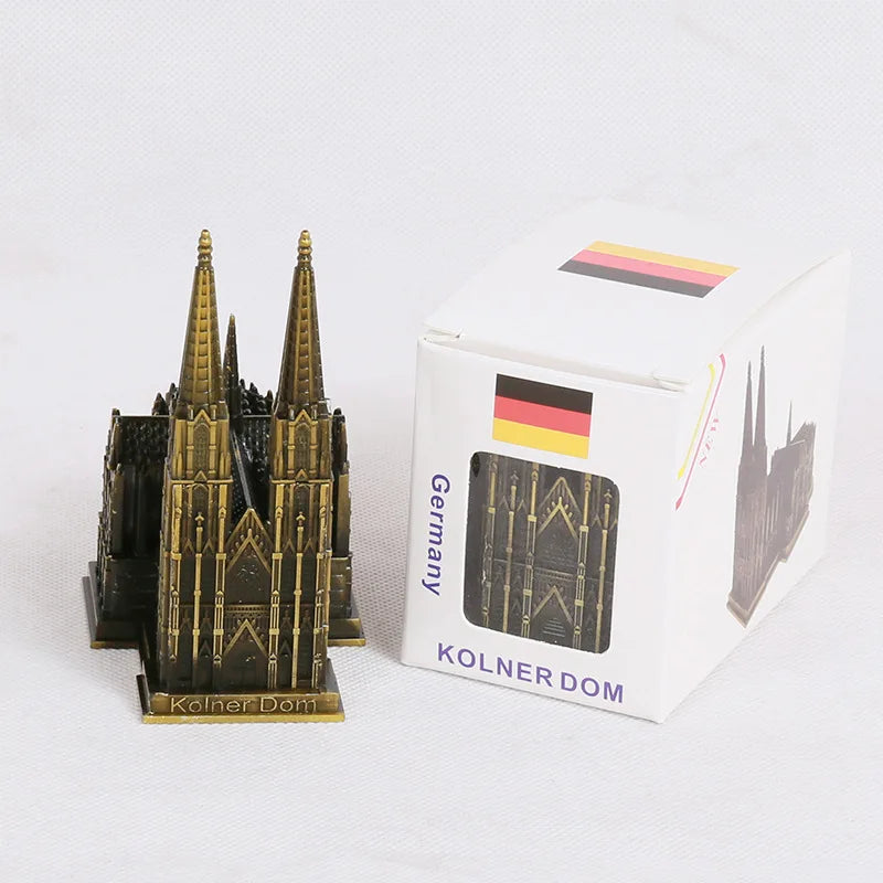 Cologne Cathedral Model Metal Antique Bronze Germany Cologne Cathedral Building Figurine World Famous Landmark Architecture Decoration