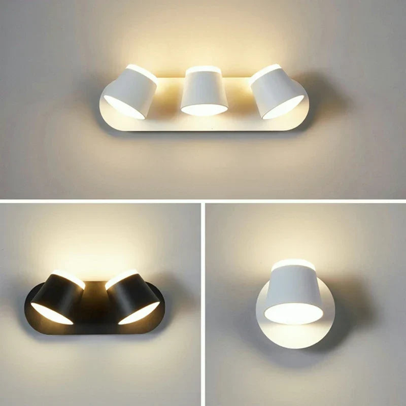 Modern LED Wall Sconce – 330° Swivel, 3000K & 6500K Adjustable White Light, Aluminum Alloy Wall Mount Light for Bedroom, Kitchen, and Living Room