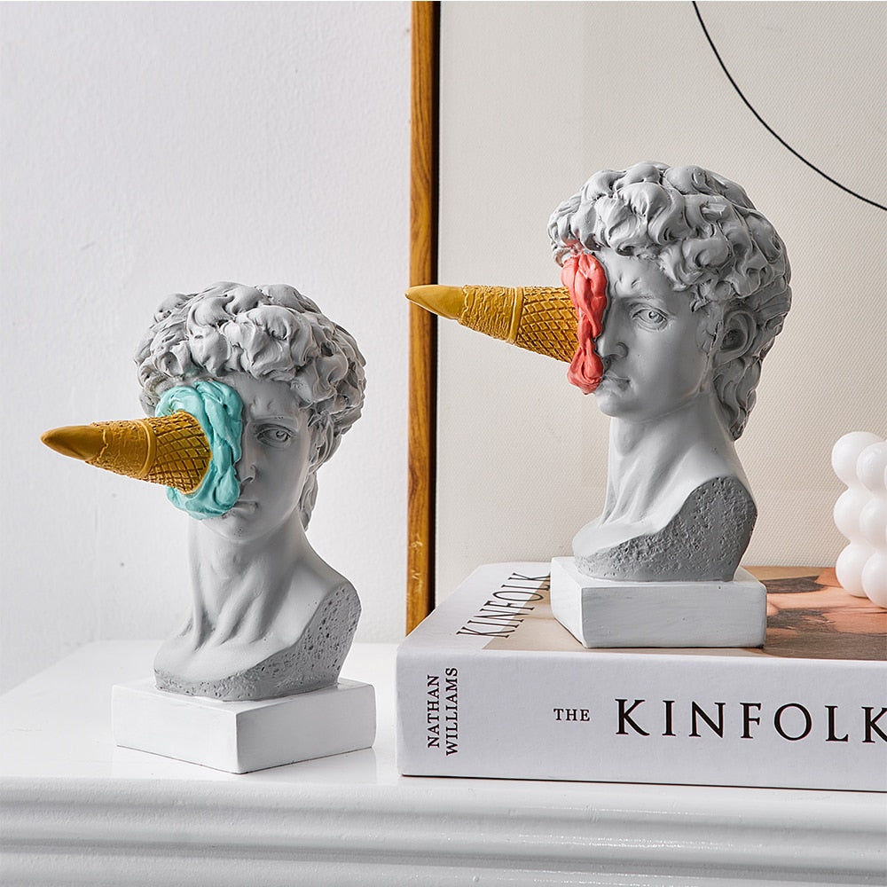David Figurine with Ice Cream Home Decoration Sculpture