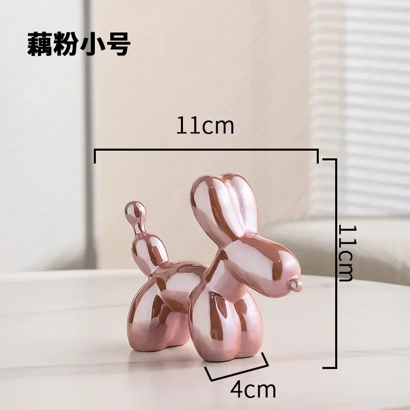 Nordic Ceramic Balloon Dog Sculpture Gold Animal Decorations Statue Living Room Ornaments Creative Desktop Ornament Home Decor