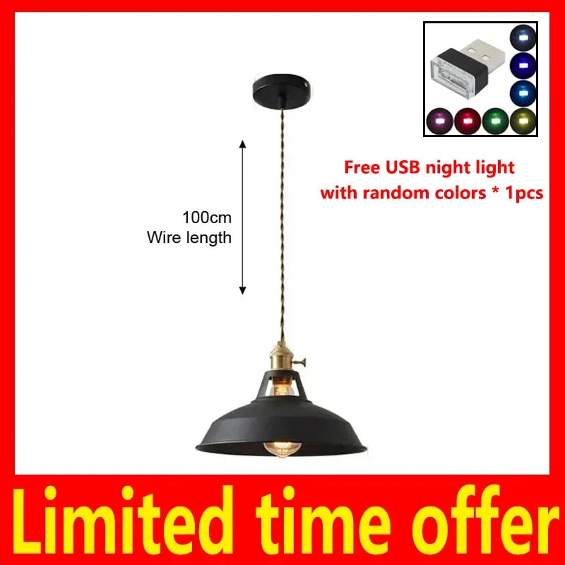 LED Iron Chandelier Pendant Lamp - Vintage Hanging Light