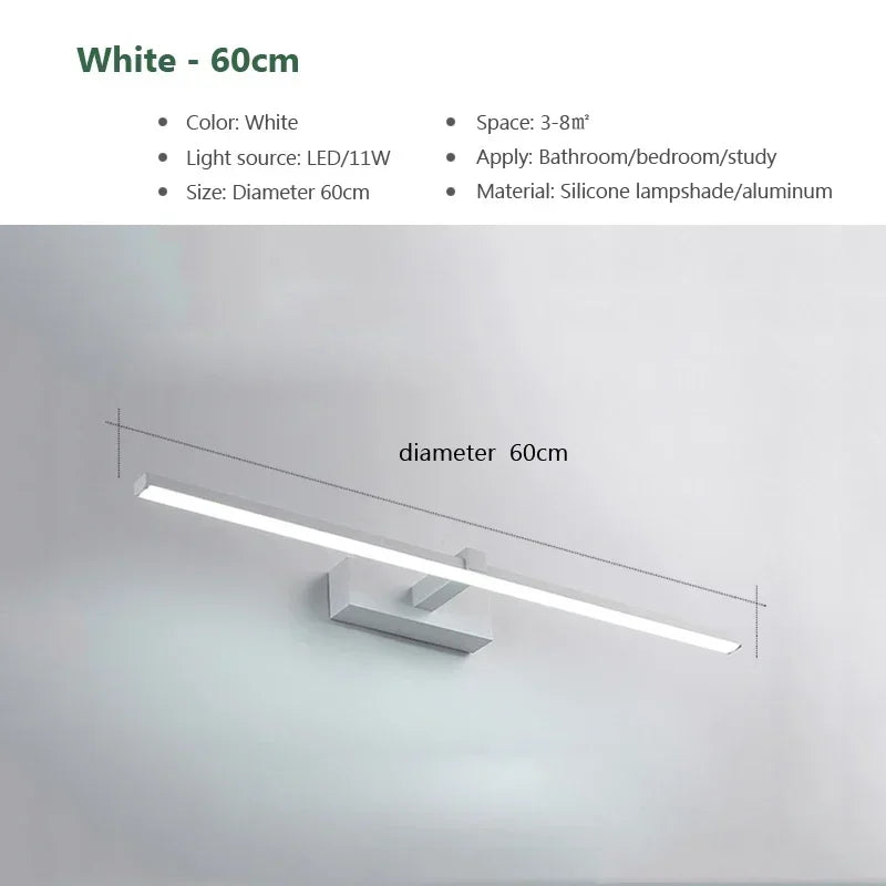 Modern Gold LED Wall Lamp – Bathroom Mirror Light with Touch Switch for Bedroom, Living Room, and Vanity Lighting | Vinantica