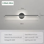 Vinantica | LED Wall Light LineaLux | Black & Gold | 40/60/80 cm | Warm, Cold & Three-Color Light | Modern Mirror & Wall Lighting