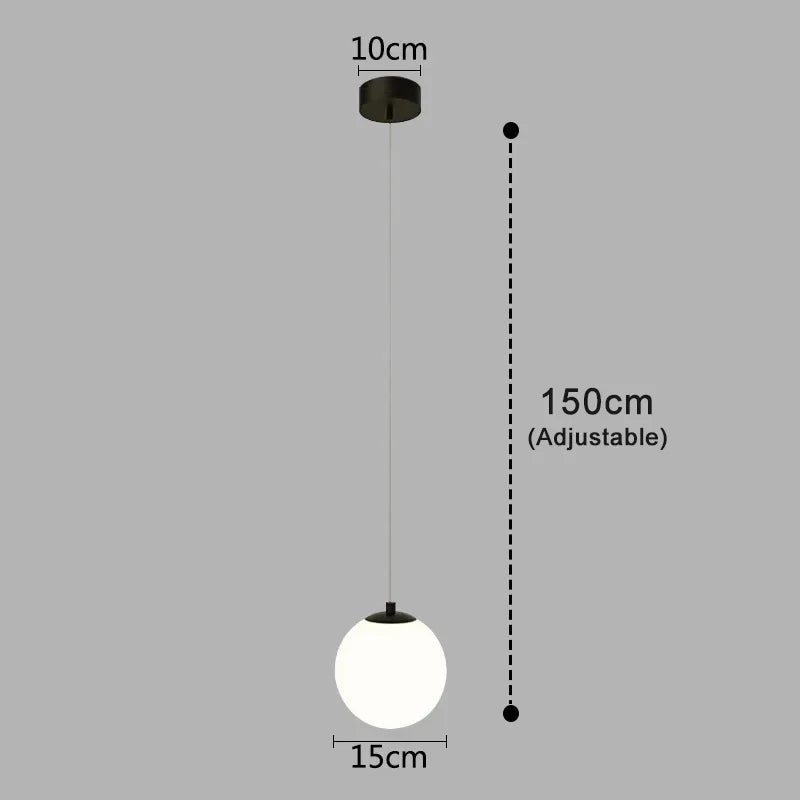 Modern Glass LED Pendant Light – Nordic Style Hanging Lamp for Living Room, Bedroom, Restaurant, and Bar, 220V AC, Indoor Lighting Fixture